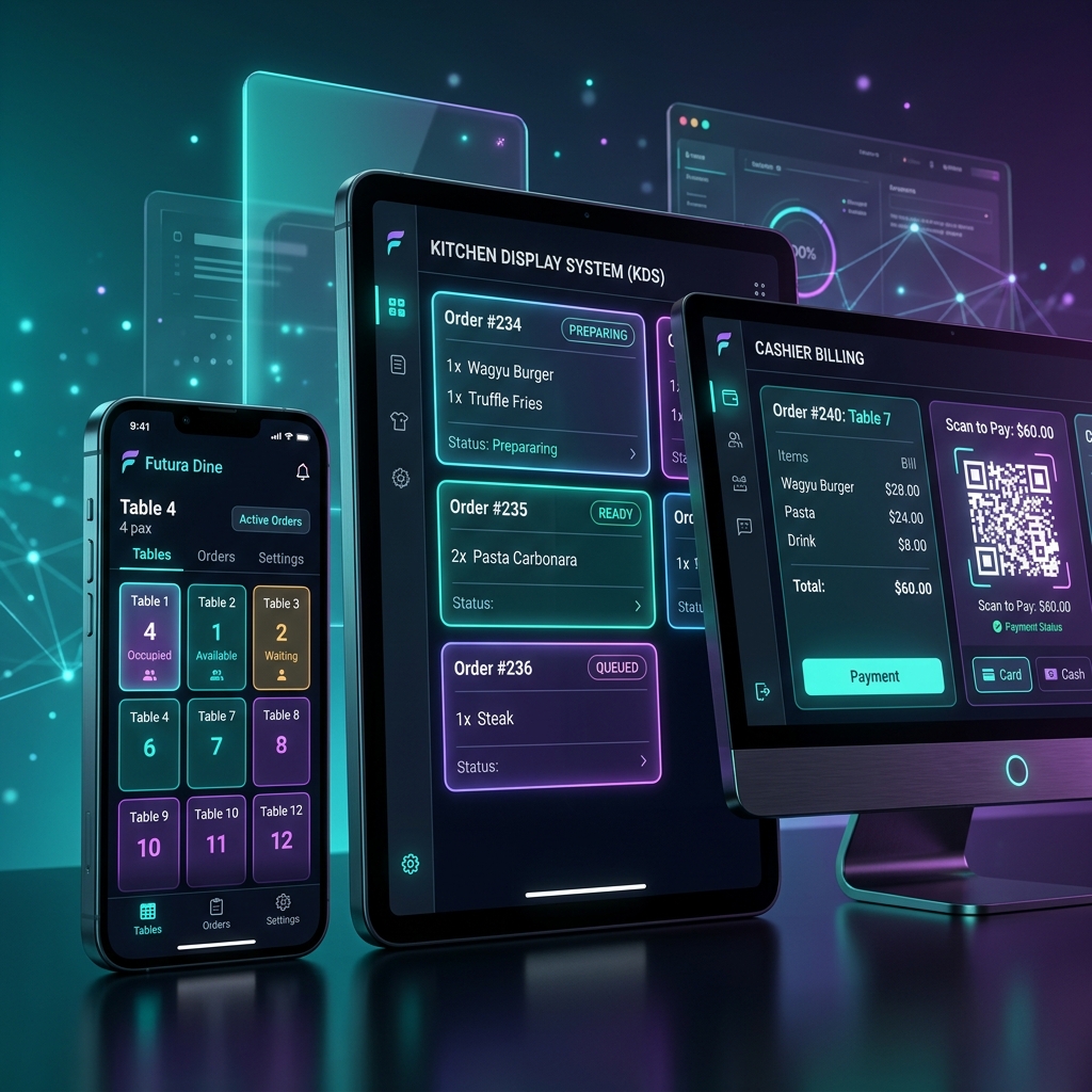 OrderVaani Restaurant POS Software Dashboard with KDS and Waiter App